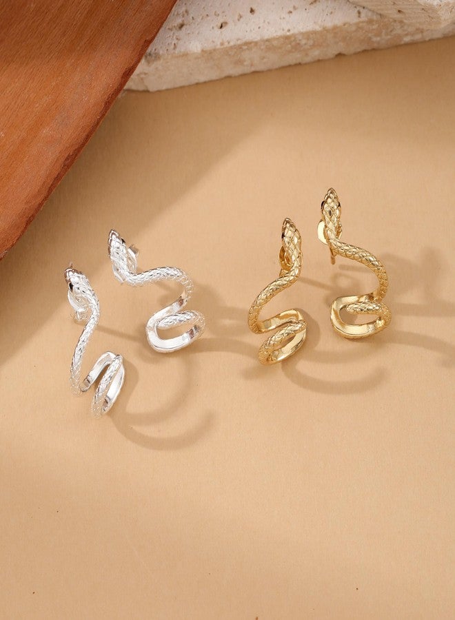 HiStock Snake Earrings, Halloween Earrings for Women 14k Gold Plated Snake Ear Cuff Huggie Earring Halloween Gifts - Image 5